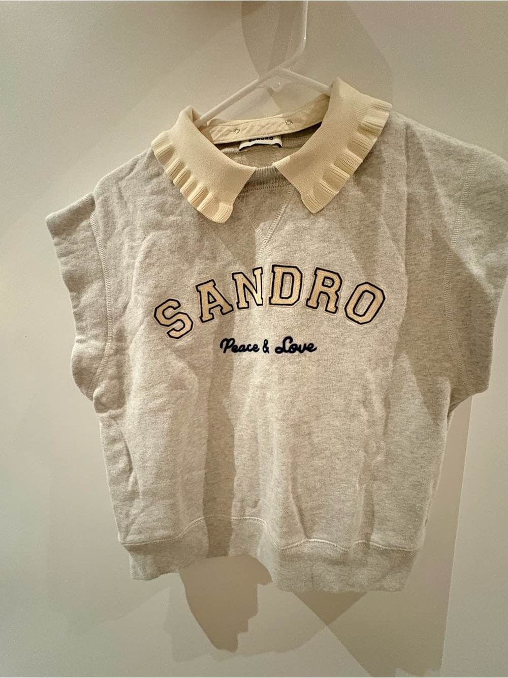 Sandro Light Gray Sweatshirt with removable Pleated Collar